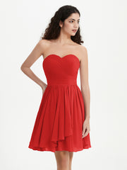Sans Bretelles Col en Cœur Mini Robes Rouge Grande Taille