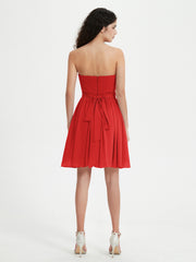 Sans Bretelles Col en Cœur Mini Robes Rouge Grande Taille