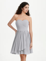 Sans Bretelles Col en Cœur Mini Robes Argent Grande Taille