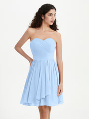 Sans Bretelles Col en Cœur Mini Robes Bleu Ciel Grande Taille
