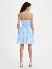 Sans Bretelles Col en Cœur Mini Robes Bleu Ciel Grande Taille