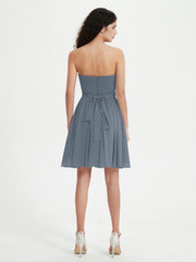 Sans Bretelles Col en Cœur Mini Robes Bleu de Schiste Grande Taille
