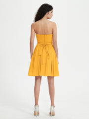Sans Bretelles Col en Cœur Mini Robes Mandarine Grande Taille