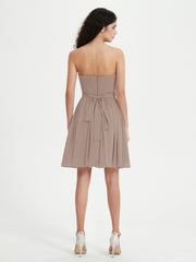 Sans Bretelles Col en Cœur Mini Robes Taupe Grande Taille