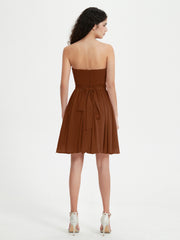 Sans Bretelles Col en Cœur Mini Robes terracotta