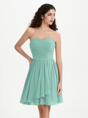 Sans Bretelles Col en Cœur Mini Robes Turquoise Grande Taille