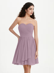 Sans Bretelles Col en Cœur Mini Robes Vintage Mauve Grande Taille