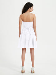 Sans Bretelles Col en Cœur Mini Robes Blanc Grande Taille