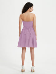 Sans Bretelles Col en Cœur Mini Robes Glycine