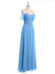 Hors De l'Épaule Col En Cœur Tulle Robe Bleu Grande Taille