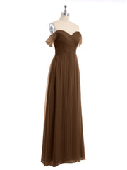 Hors De l'Épaule Col En Cœur Tulle Robe Brun