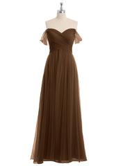 Hors De l'Épaule Col En Cœur Tulle Robe Brun Grande Taille