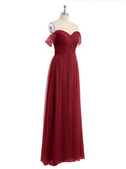 Hors De l'Épaule Col En Cœur Tulle Robe Bordeaux