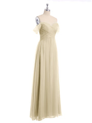 Hors De l'Épaule Col En Cœur Tulle Robe Champagne