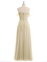 Hors De l'Épaule Col En Cœur Tulle Robe Champagne