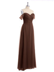 Hors De l'Épaule Col En Cœur Tulle Robe Chocolat