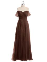 Hors De l'Épaule Col En Cœur Tulle Robe Chocolat Grande Taille