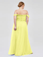 Hors De l'Épaule Col En Cœur Tulle Robe Jonquille