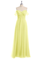 Hors De l'Épaule Col En Cœur Tulle Robe Jonquille Grande Taille