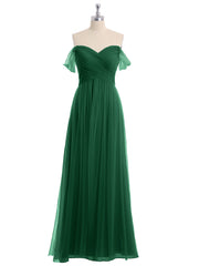 Hors De l'Épaule Col En Cœur Tulle Robe Vert Foncé