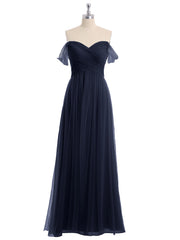 Hors De l'Épaule Col En Cœur Tulle Robe Bleu Marine Grande Taille