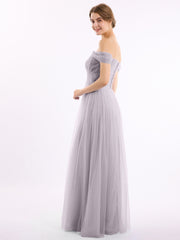 Hors De l'Épaule Col En Cœur Tulle Robe Dusk