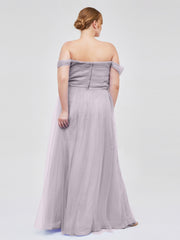 Hors De l'Épaule Col En Cœur Tulle Robe Dusk Grande Taille