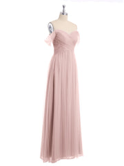 Hors De l'Épaule Col En Cœur Tulle Robe Rose Poudré Grande Taille