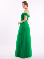 Hors De l'Épaule Col En Cœur Tulle Robe Emeraude