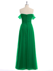 Hors De l'Épaule Col En Cœur Tulle Robe Emeraude