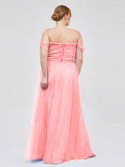 Hors De l'Épaule Col En Cœur Tulle Robe Flamant