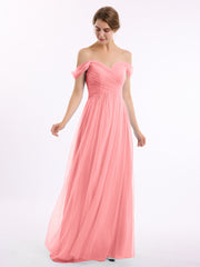 Hors De l'Épaule Col En Cœur Tulle Robe Flamant