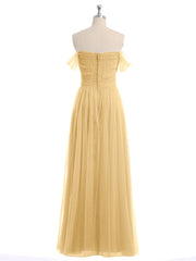 Hors De l'Épaule Col En Cœur Tulle Robe Or Grande Taille