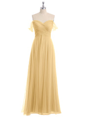 Hors De l'Épaule Col En Cœur Tulle Robe Or Grande Taille