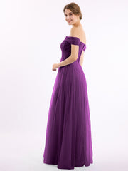 Hors De l'Épaule Col En Cœur Tulle Robe Raisin