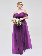 Hors De l'Épaule Col En Cœur Tulle Robe Raisin Grande Taille