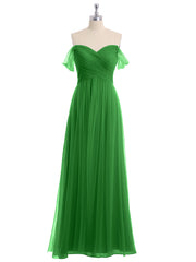 Hors De l'Épaule Col En Cœur Tulle Robe Vert