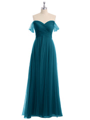 Hors De l'Épaule Col En Cœur Tulle Robe Bleu Encre