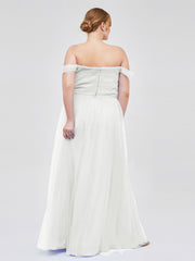Hors De l'Épaule Col En Cœur Tulle Robe Ivoire