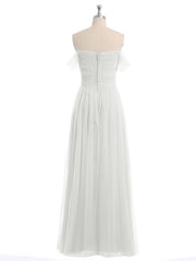 Hors De l'Épaule Col En Cœur Tulle Robe Ivoire