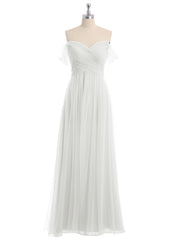 Hors De l'Épaule Col En Cœur Tulle Robe Ivoire