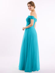 Hors De l'Épaule Col En Cœur Tulle Robe Jade