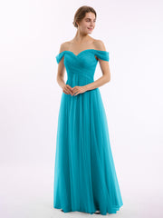 Hors De l'Épaule Col En Cœur Tulle Robe Jade