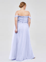 Hors De l'Épaule Col En Cœur Tulle Robe Lavande Grande Taille