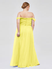 Hors De l'Épaule Col En Cœur Tulle Robe Citron Grande Taille