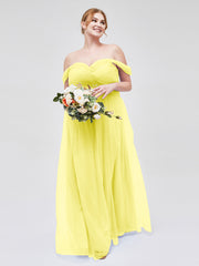Hors De l'Épaule Col En Cœur Tulle Robe Citron Grande Taille