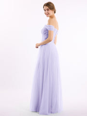 Hors De l'Épaule Col En Cœur Tulle Robe Lilas