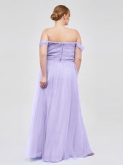 Hors De l'Épaule Col En Cœur Tulle Robe Lilas