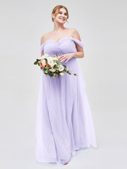 Hors De l'Épaule Col En Cœur Tulle Robe Lilas Grande Taille