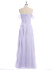 Hors De l'Épaule Col En Cœur Tulle Robe Lilas